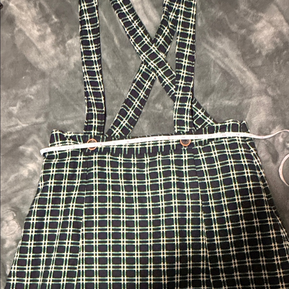 Maeve Plaid Pinafore Dress in Green and White - Picture 5 of 9